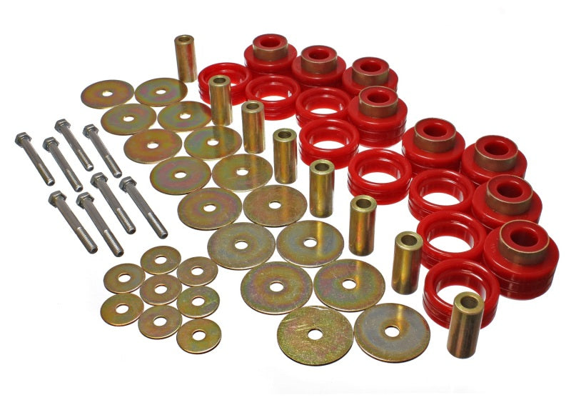 Energy Suspension Body Mount Set Inc. Hardware - Red - Mammoth Racing -