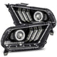 AlphaRex 10-12 Ford Mustang LUXX LED Proj Headlights Plank Style Black w/Activ Light/Seq Signal - Mammoth Racing -