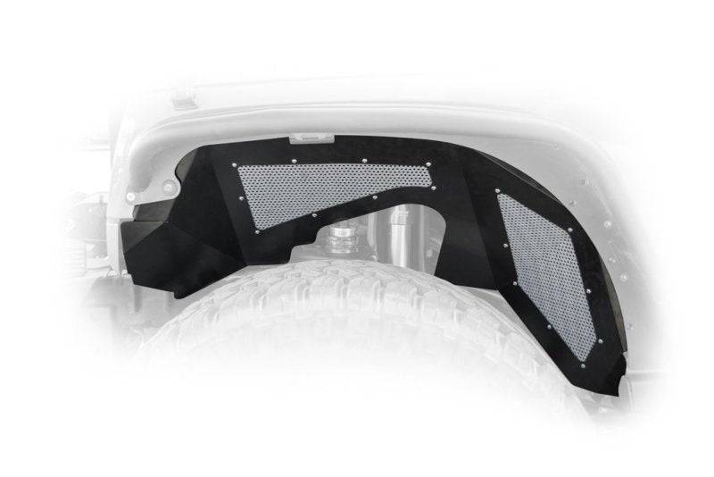 DV8 Offroad 07-17 Jeep Wrangler JK Front Aluminum 1 Piece Inner Fender - Black (2/4 Door) - Mammoth Racing -