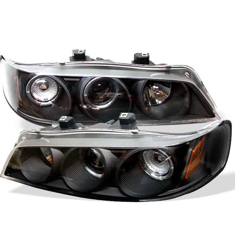 Spyder Honda Accord 94-97 1PC Projector Headlights LED Halo Amber Reflctr Blk PRO-YD-HA94-AM-BK - Mammoth Racing -