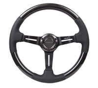 NRG Carbon Fiber Steering Wheel (350mm / 1.5in. Deep) Leather Trim w/Blk Stitch & Slit Cutout Spokes - My Store