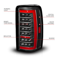 ANZO 00-06 Chevrolet Tahoe / GMC Yukon Full LED Taillights w/ Lightbar Black Housing/Clear Lens - Mammoth Racing -
