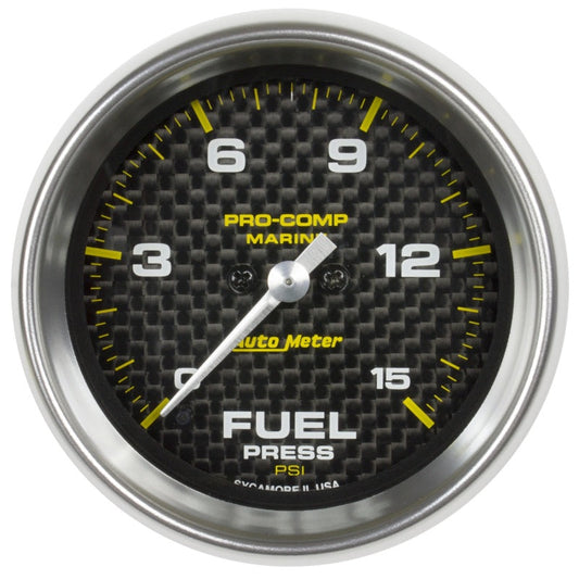 Autometer Marine Carbon Fiber 2-1/16in 15 PSI Digital Stepper Motor Fuel Pressure Gauge - My Store