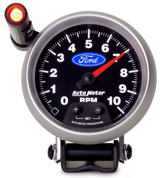 Autometer Ford 3-3/4in. 10K RPM Pedestal w/ Ext. Quick-Lite Tachometer Gauge - My Store