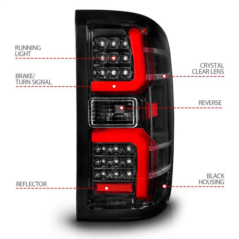 ANZO 15-19 Chevrolet Silverado 2500 HD/3500 HD LED Taillight w/ Sequential Black Housing/Clear Lens - My Store