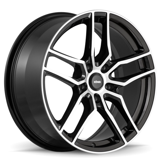 Konig Intention 16x7.5 5x108 Et45 Gloss Black / Machine Face - Mammoth Racing -