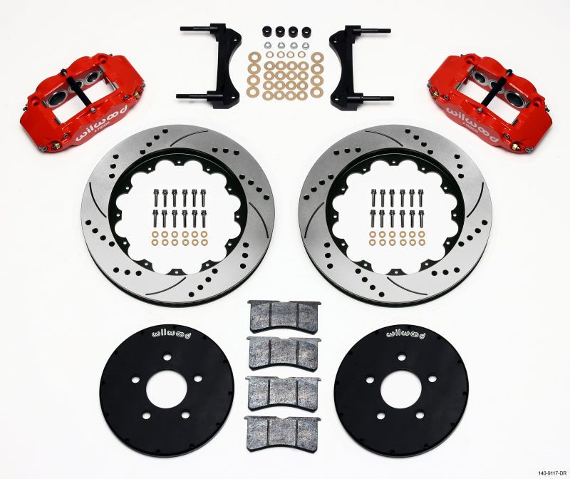 Wilwood Narrow Superlite 6R Front Hat Kit 14.00in Drill Red 1994-2004 Mustang - My Store