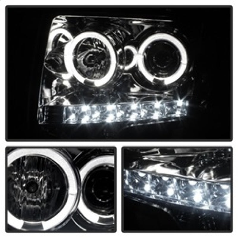 Spyder Ford F150 09-14 Projector Headlights Halogen Model- LED Halo LED Smke PRO-YD-FF15009-HL-SM - Mammoth Racing -