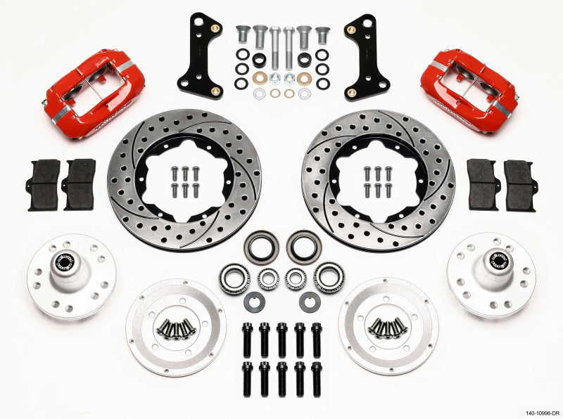 Wilwood Forged Dynalite Front Kit 11.00in Drill-Red 67-69 Camaro 64-72 Nova Chevelle - Mammoth Racing -