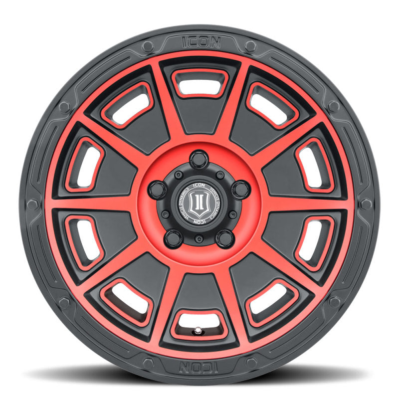 Icon Victory 17x8.5 5x4.5 0mm Offset 4.75in BS Satin Black w/Red Tint Wheel - Mammoth Racing -