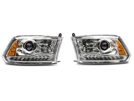 Raxiom 09-18 Dodge RAM 1500 LED Halo Headlights w/ Swtchbck Turn Signals- Chrome Hsng (Clear Lens) - Mammoth Racing -