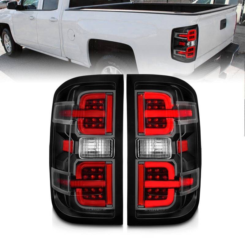 ANZO 15-19 Chevy Silverado 2500HD/3500HD (Halgn Only) LED Tail Lights w/Black Light Bar & Clear Lens - My Store