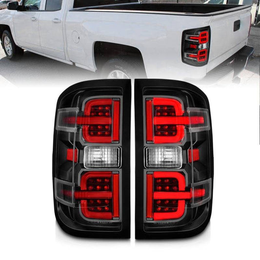 ANZO 15-19 Chevy Silverado 2500HD/3500HD (Halgn Only) LED Tail Lights w/Black Light Bar & Clear Lens - My Store