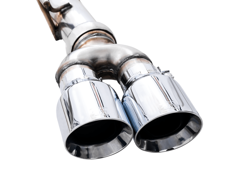 AWE Tuning 22-23 GMC Sierra 1500 AT4X 6.2L 0FG Catback Split Dual (Flat Bumper) - Chrome Silver Tips - My Store