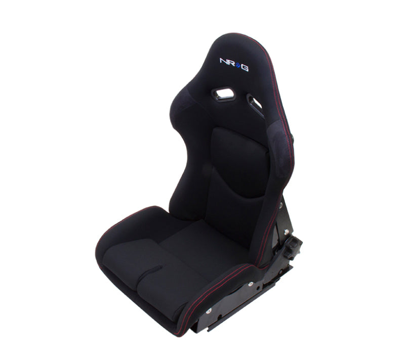 NRG FRP Bucket Seat - Reclinable (Black Cloth w/Red Stiting) - My Store