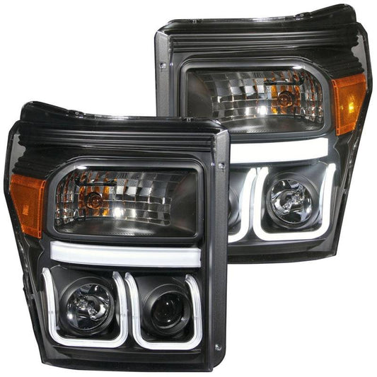 ANZO 2011-2015 Ford F-250 Projector Headlights w/ U-Bar Black - My Store