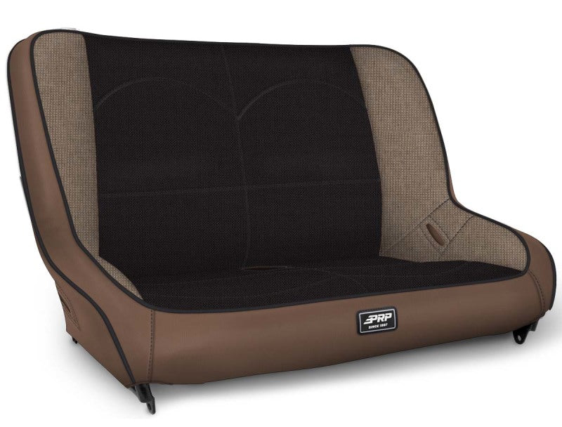 PRP Jeep Tj/lj/jk Low Back Rear Bench - Tan / Black - Mammoth Racing -