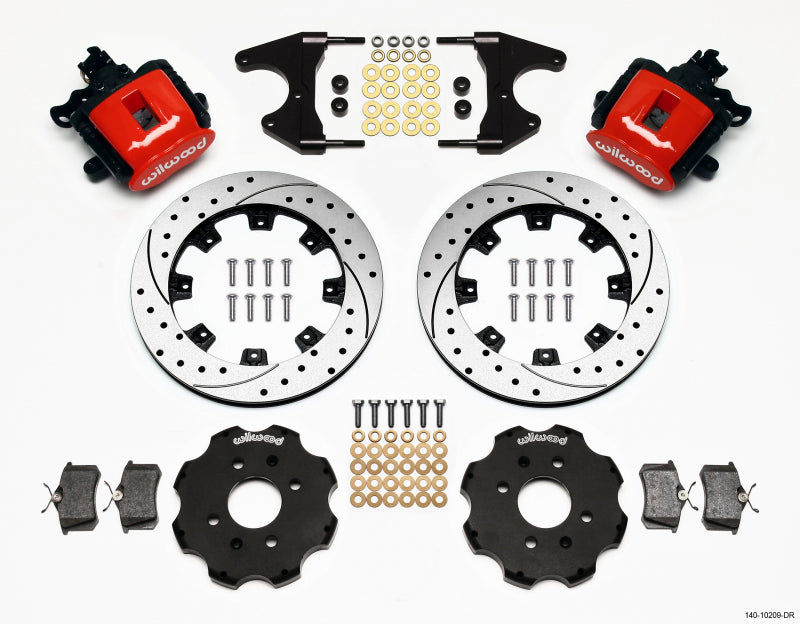 Wilwood Combination Parking Brake Rear Kit 12.19in Drilled Red Civic / Integra Drum 2.46 Hub Offset - Mammoth Racing -