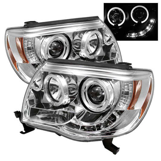 Spyder Toyota Tacoma 05-11 Projector Headlights LED Halo LED Chrome High H1 Low H1 PRO-YD-TT05-HL-C - Mammoth Racing -