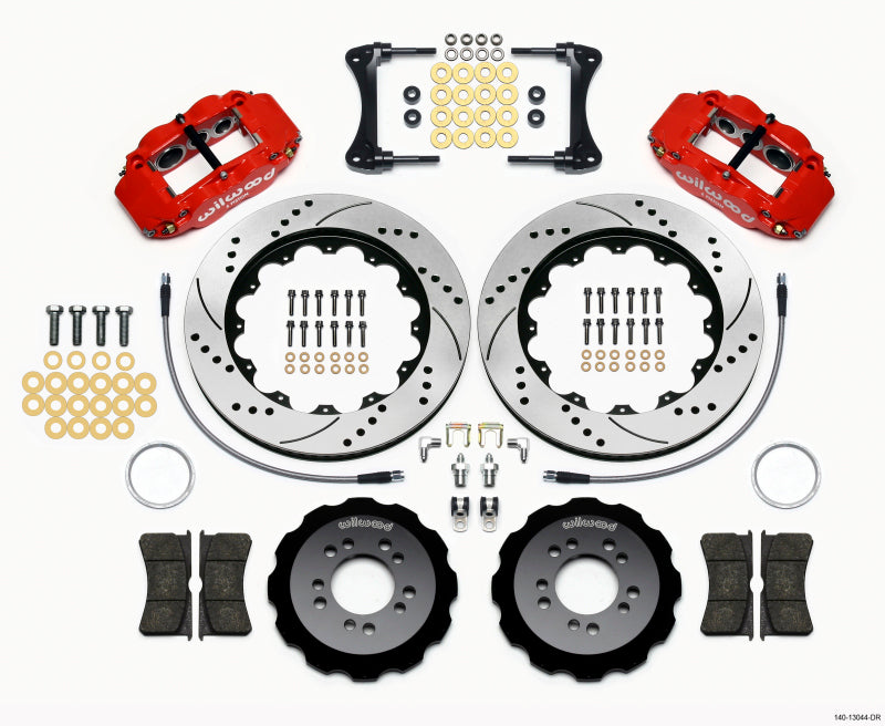Wilwood Narrow Superlite 6R Front Hat Kit 14.00in Drilled Red 2008-up Hyundai Genesis Coupe w/Lines - Mammoth Racing -