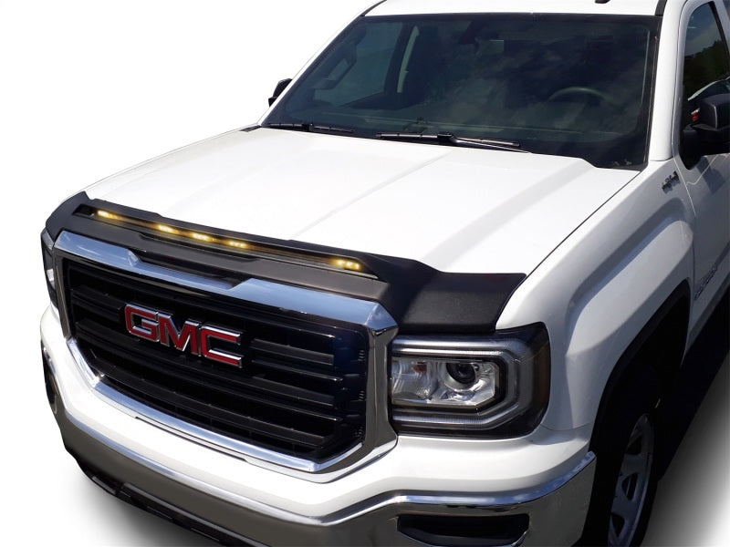AVS 2014-2018 GMC Sierra 1500 Aeroskin Low Profile Hood Shield w/ Lights - Black - Mammoth Racing -