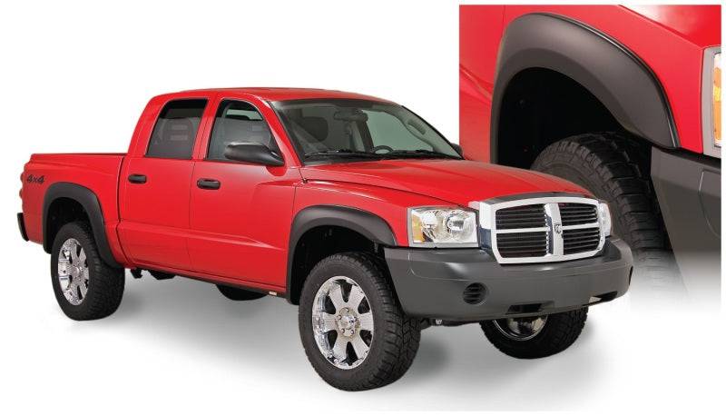 Bushwacker 05-10 Dodge Dakota Crew Cab Fleetside Extend-A-Fender Style Flares 4pc 64.9in Bed - Black - Mammoth Racing -