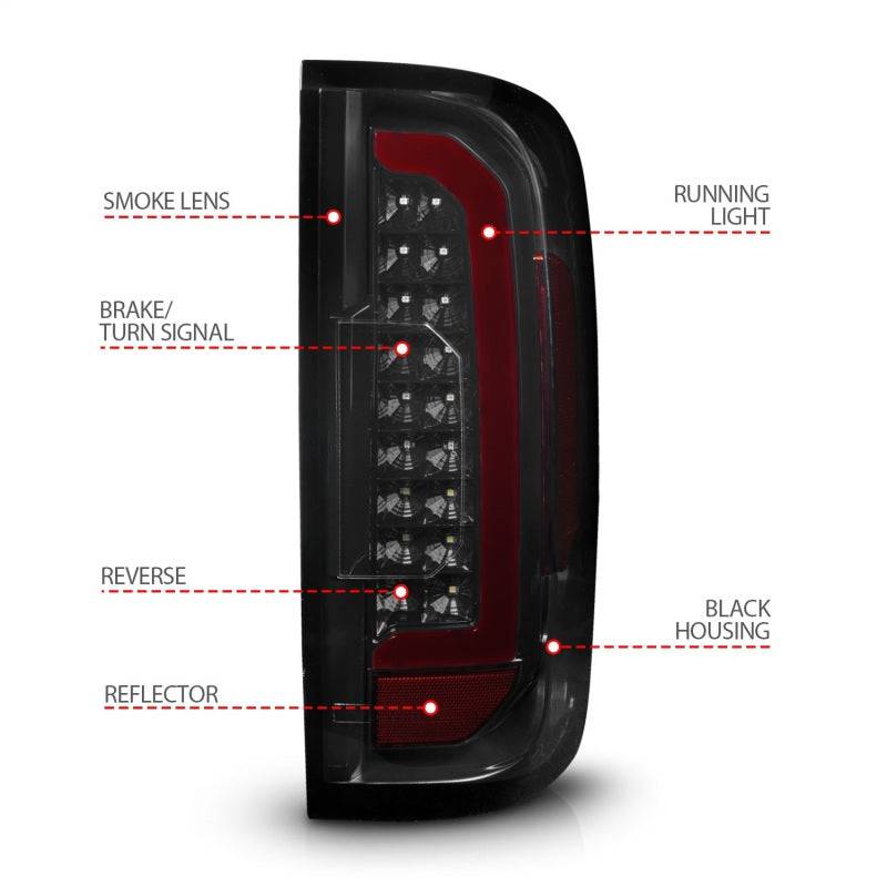 ANZO 15-21 Chevrolet Colorado Full LED Tail Lights w/ Red Lightbar Black Housing Smoke Lens - My Store