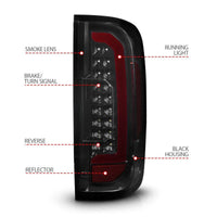 ANZO 15-21 Chevrolet Colorado Full LED Tail Lights w/ Red Lightbar Black Housing Smoke Lens - My Store