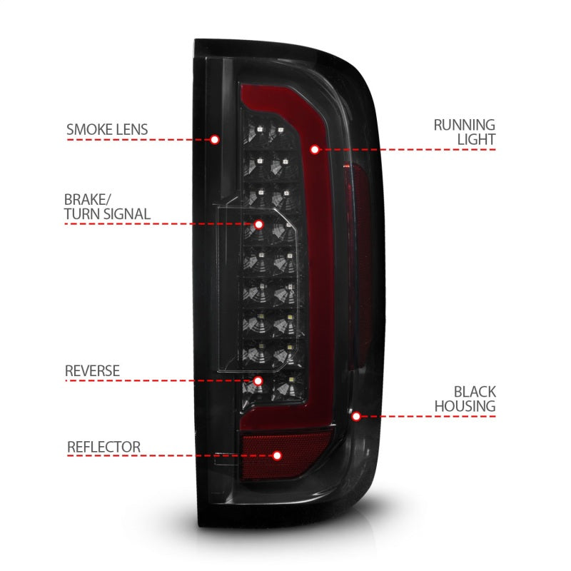 ANZO 15-21 GMC Canyon Full LED Tail Lights w/ Red Lightbar Black Housing Smoke Lens - Mammoth Racing -