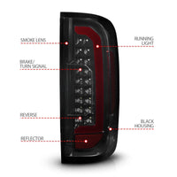 ANZO 15-21 GMC Canyon Full LED Tail Lights w/ Red Lightbar Black Housing Smoke Lens - Mammoth Racing -