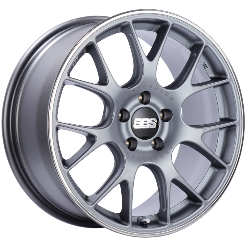 BBS CH-R 18x8.5 5x112 ET38 Satin Titanium Polished Rim Protector Wheel -82mm PFS/Clip Required - Mammoth Racing -