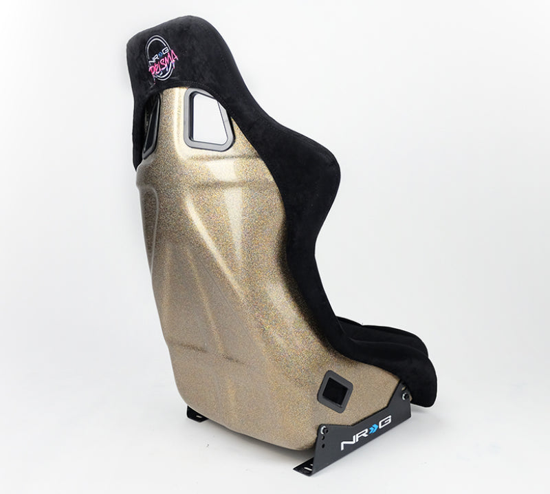 NRG FRP Bucket Seat ULTRA Edition - Large (Black Alcantara/Gold Glitter Back) - My Store