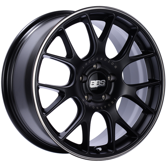 BBS CH-R 18x9 5x120 ET44 Satin Black Polished Rim Protector Wheel -82mm PFS/Clip Required - Mammoth Racing -