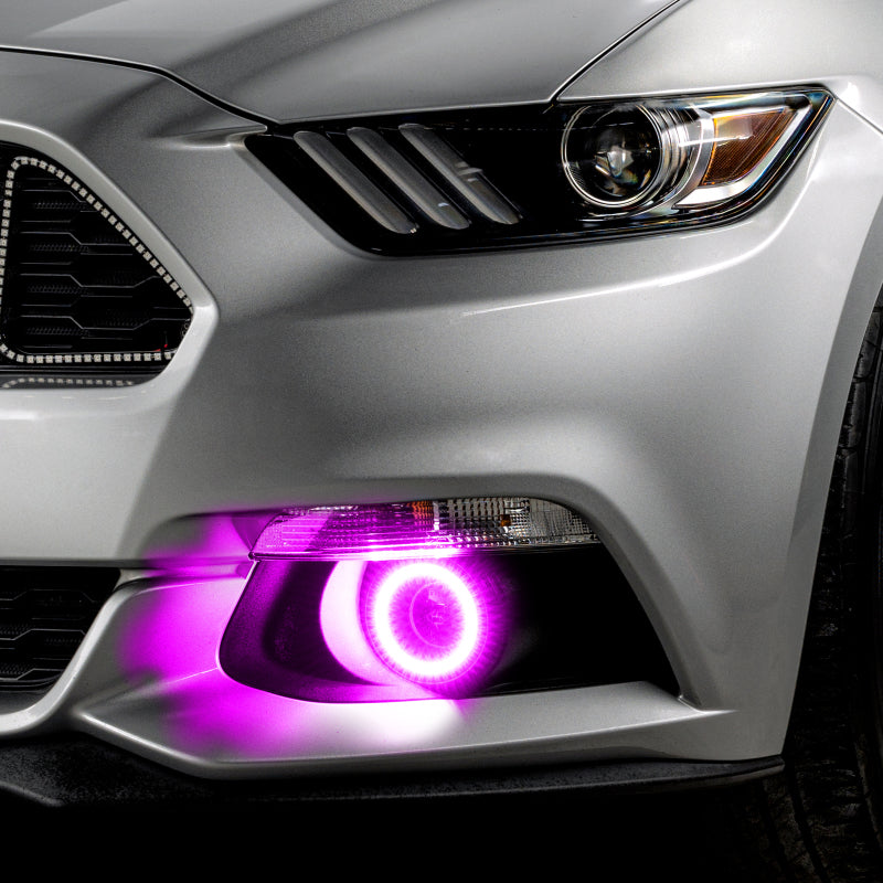 Oracle 15-17 Ford Mustang Dynamic RGB+A Projector Surface Mount Fog Light Halo Kit - ColorSHIFT - Mammoth Racing -