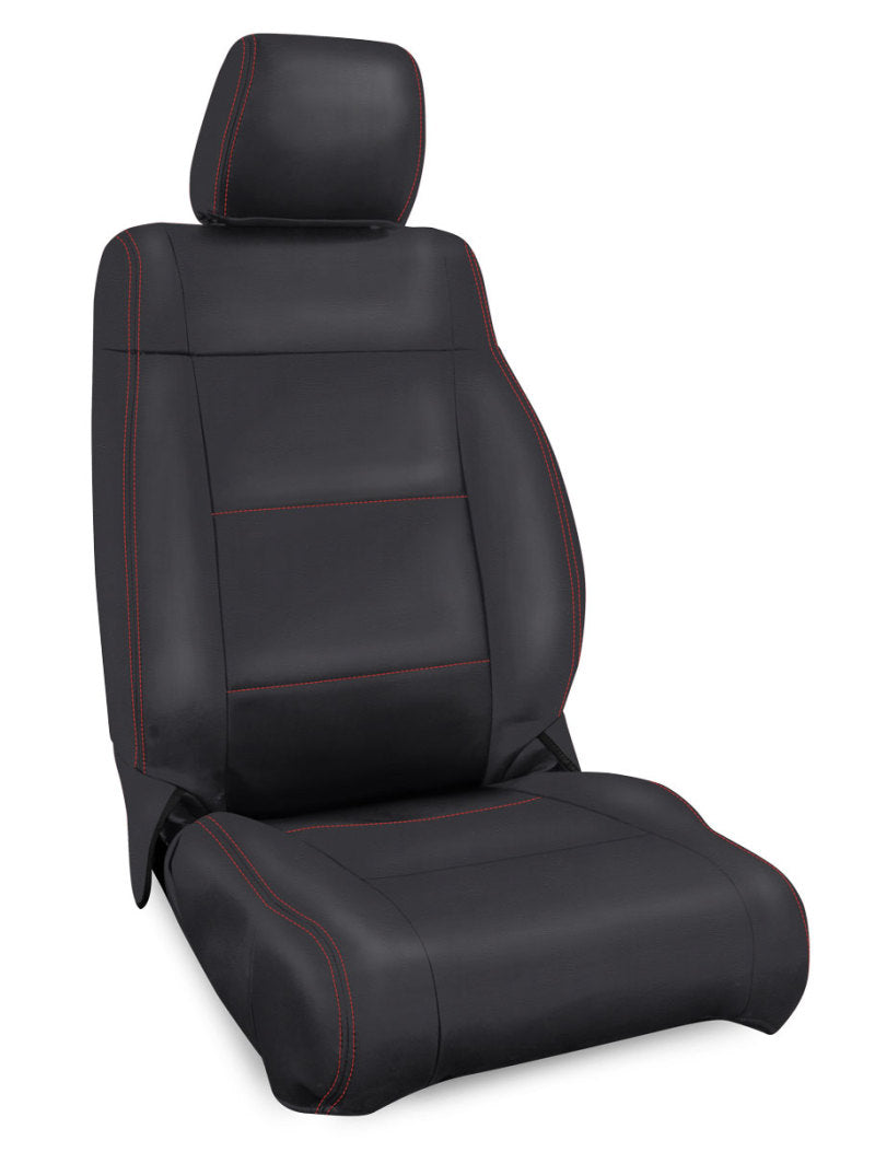 PRP 07-10 Jeep Wrangler JK Front Seat Covers/2 door or 4 door (Pair) - Black with Red Stitching - Mammoth Racing -