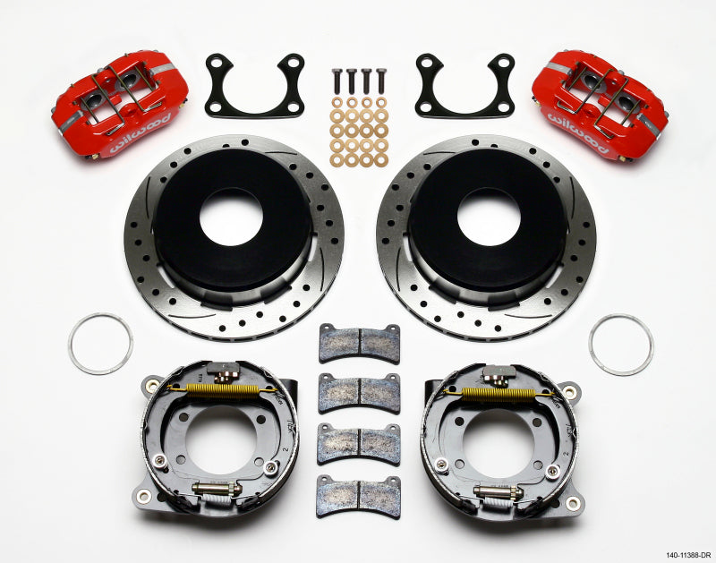 Wilwood Dynapro Low-Profile 11.00in P-Brake Kit Drill-Red Big Ford 2.36in Offset Currie - Mammoth Racing -