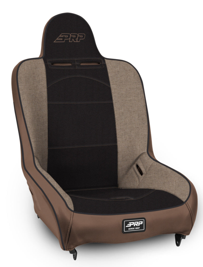 PRP Premier High Back Suspension Seat (Two Neck Slots) - Tan / Black - Mammoth Racing -