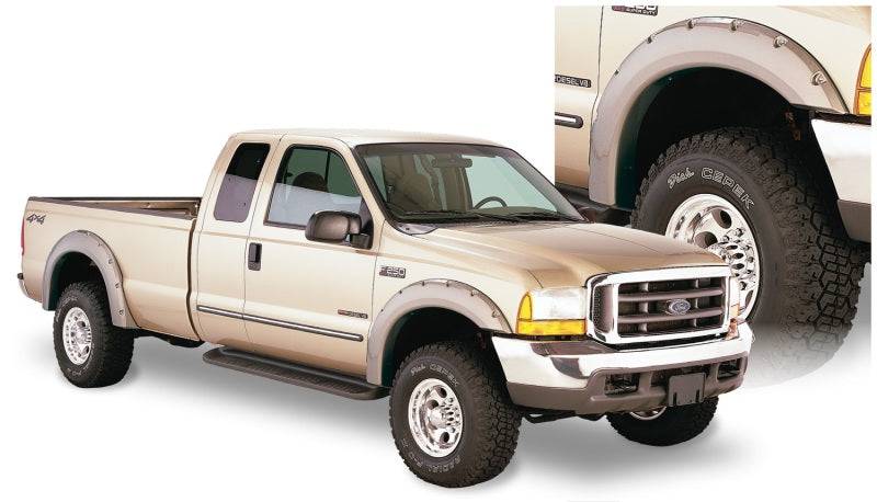 Bushwacker 99-07 Ford F-250 Super Duty Styleside Pocket Style Flares 4pc 81.0/96.0in Bed - Black - Mammoth Racing -