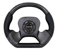 NRG Carbon Fiber Steering Wheel (320mm) CF Center Plate & Two-Tone Carbon w/Leather Trim Handles - My Store