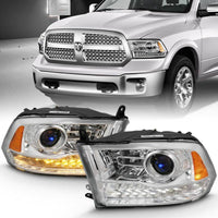 ANZO 2009-2018 Dodge Ram 1500 Projector Plank Style Switchback H.L Halo Chrome Amber (OE Style) - My Store