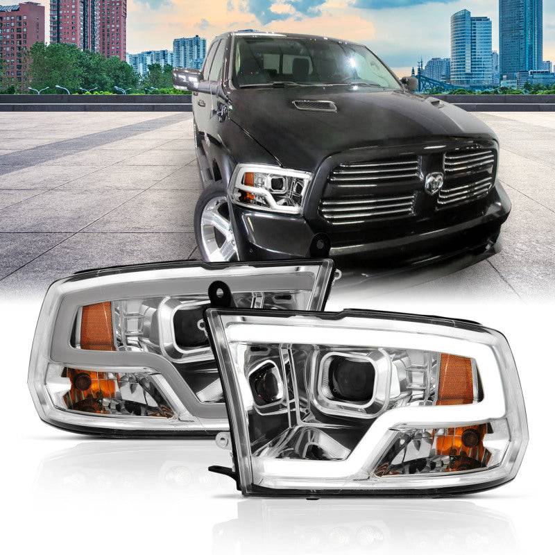 ANZO 09-18 Dodge Ram 1500 Plank Style Projector Headlights Chrome w/ Halo - My Store