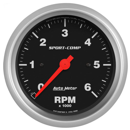 AutoMeter Sport-Comp 3-3/8in. 0-6k RPM In-Dash Tachometer Gauge - My Store