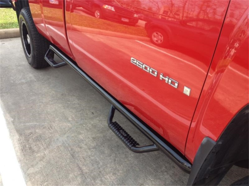 N-Fab Nerf Step 07-13 Chevy-GMC 2500/3500 Regular Cab 6.5ft Bed - Gloss Black - Bed Access - 3in - Mammoth Racing -