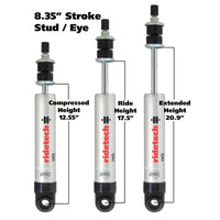 Ridetech HQ Series Shock Absorber Single Adjustable 8.35in Stroke Eye/Stud Mounting 12.55in x 20.9in - Mammoth Racing -