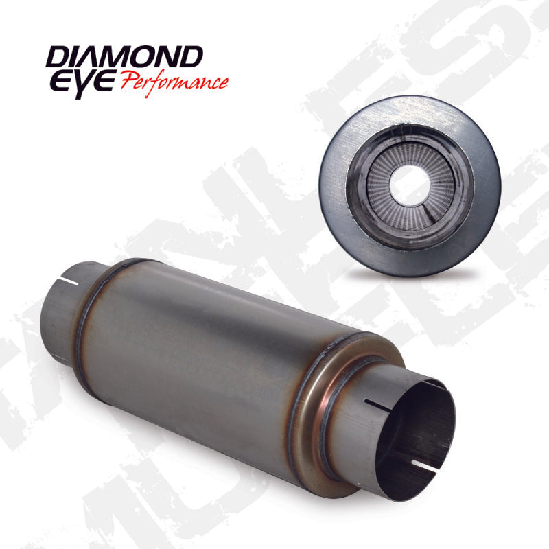 Diamond Eye MFLR 5inID SGL IN/SGL OUT 7inDIA X 14in BODY 20in LENGTH PERF SLOTTED ENDS 409 SS - Mammoth Racing -