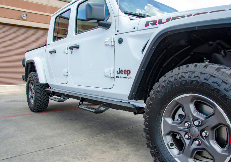 N-Fab Predator Pro Step System 2019 Jeep Wrangler JT 4DR Truck Full Length - Tex. Black - Mammoth Racing -