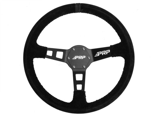 PRP Deep Dish Suede Steering Wheel- Black - Mammoth Racing -