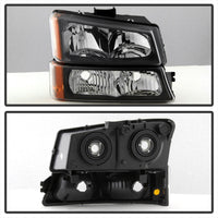 Xtune Chevy Silverado 2500HD 03-06 Crystal Headlights w/ Bumper Lights Black HD-JH-CSIL03-AM-BK-SET - Mammoth Racing -