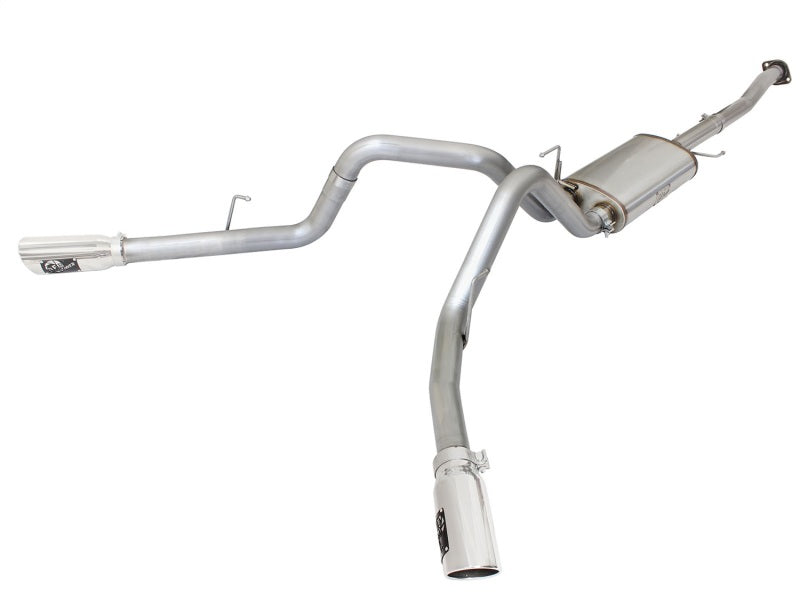 aFe MACHForce XP Exhaust 3in SS Dual Side Ext CB w/ Polished Tips 2015 Ford F150 5.0L V8 CC/SB EC/LB - Mammoth Racing -