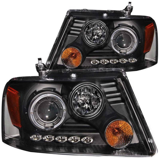 ANZO 2004-2008 Ford F-150 Projector Headlights w/ Halo and LED Black G2 - My Store